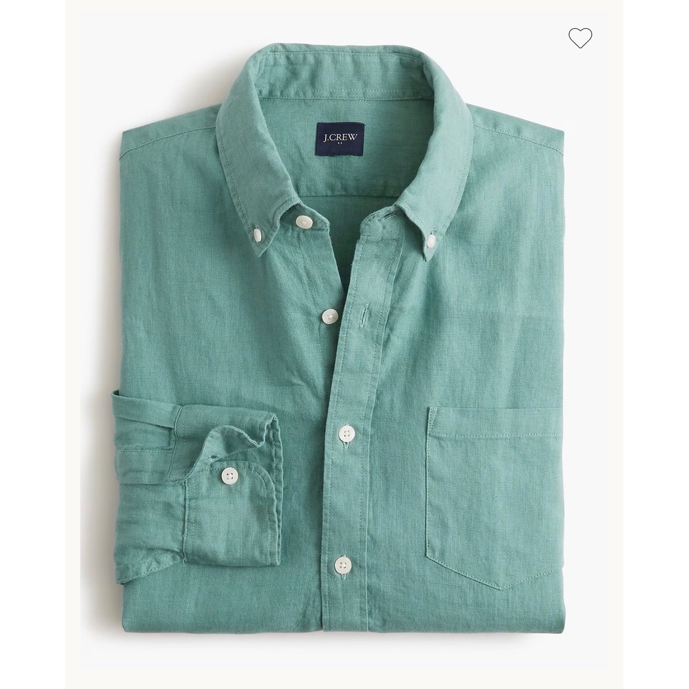 J.Crew Womens XXL Teal Green Linen Cotton Blend Button Down Shirt AL179‎